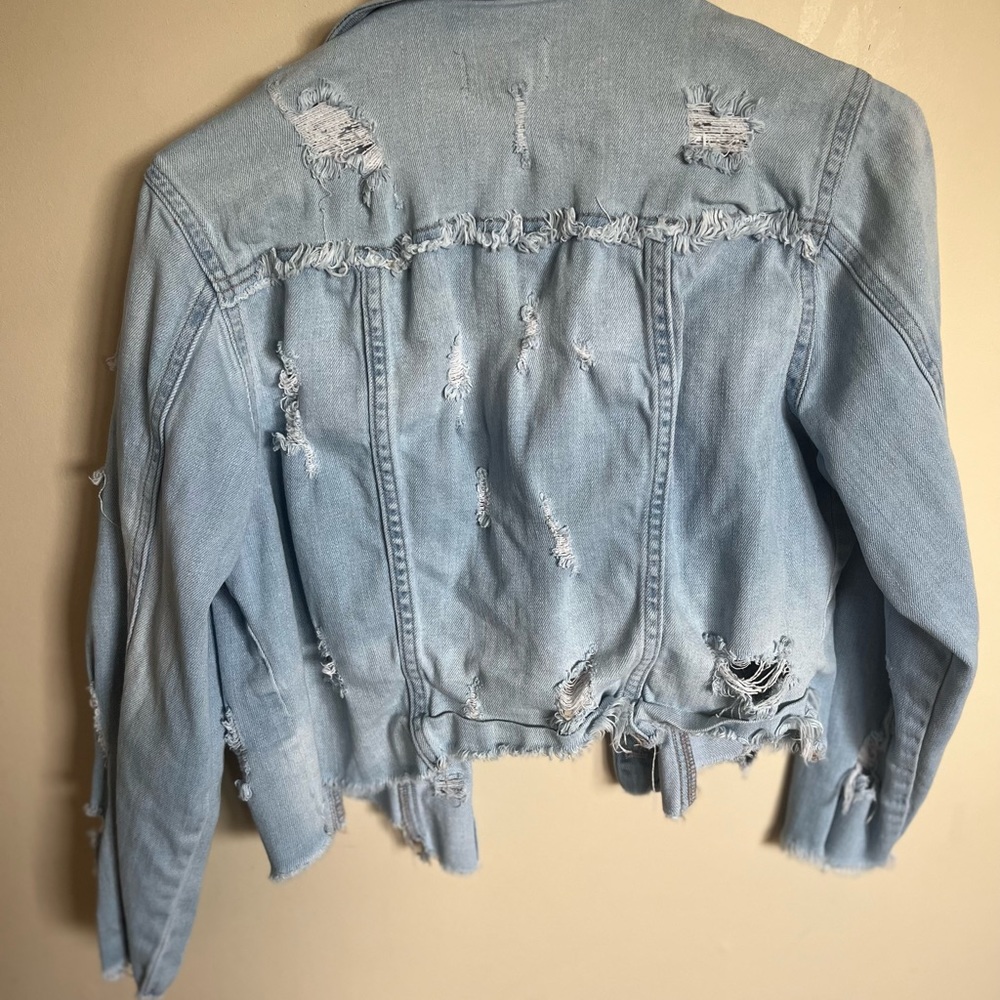 Distressed Cropped Jean Jacket - Picture 2 of 2